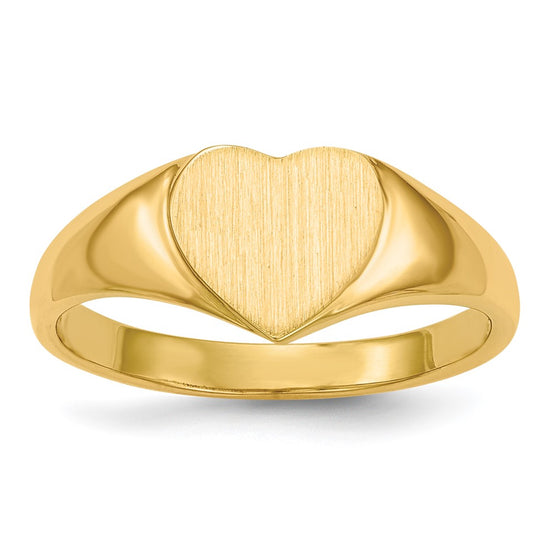 Gold Polished Heart Open Back Signet Ring