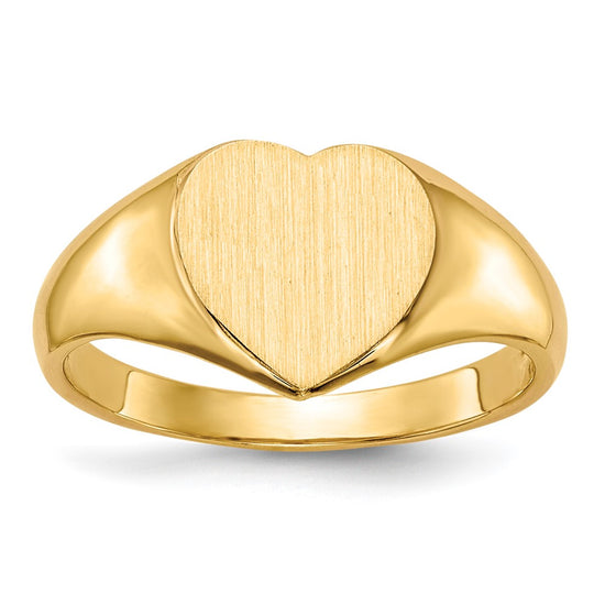 Gold Polished Heart Open Back Signet Ring