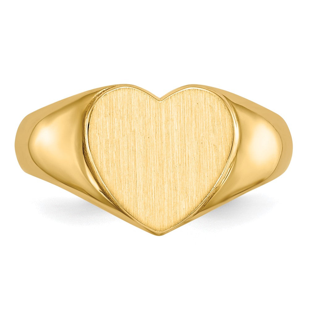 Gold Polished Heart Closed Back Signet Ring