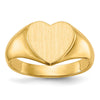 Gold Polished Heart Closed Back Signet Ring