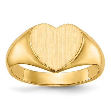 Gold Polished Heart Closed Back Signet Ring
