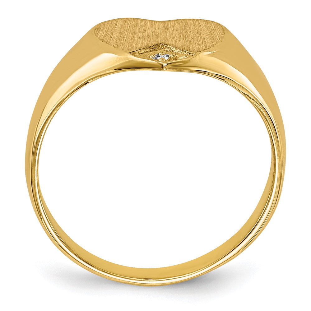 Gold Polished Heart and Diamond Signet Ring