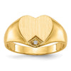 Gold Polished Heart and Diamond Signet Ring