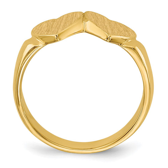 Gold Polished Heart Closed Back Signet Ring