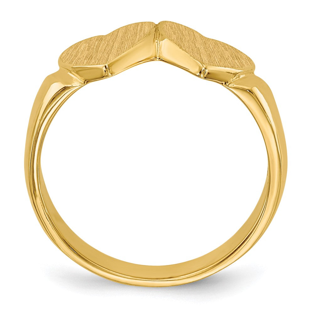 Gold Polished Heart Closed Back Signet Ring