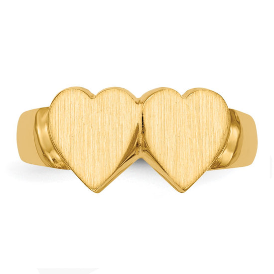 Gold Polished Heart Closed Back Signet Ring