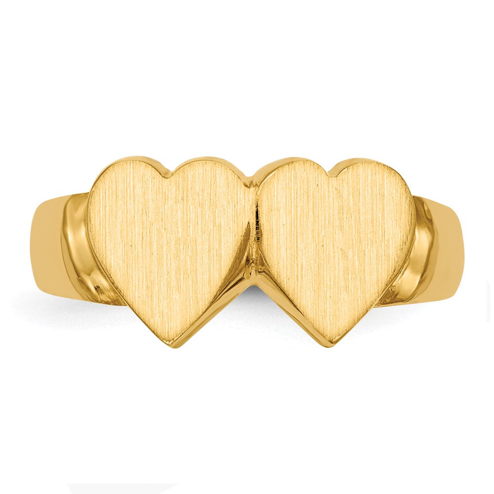 Gold Polished Heart Closed Back Signet Ring