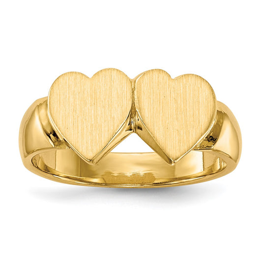 Gold Polished Heart Closed Back Signet Ring