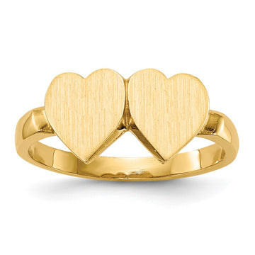 14k 7.5x7.5mm Open Back Heart Signet Ring