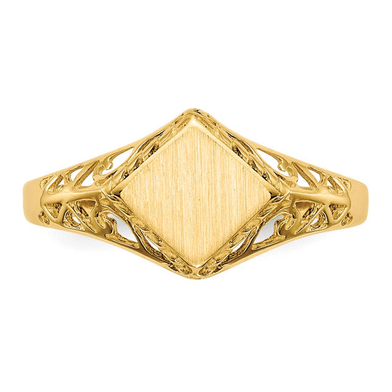 14k 8.5x8.0mm Open Back Signet Ring