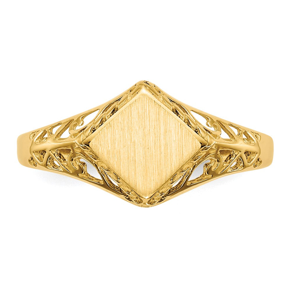 14k 8.5x8.0mm Open Back Signet Ring