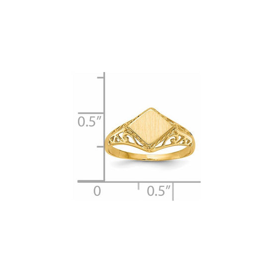 14k 8.5x8.0mm Open Back Signet Ring