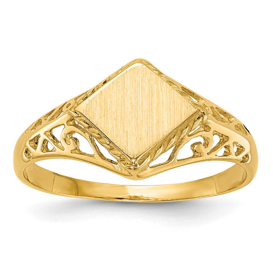 14k 8.5x8.0mm Open Back Signet Ring