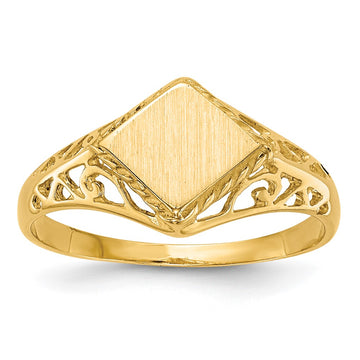 14k 8.5x8.0mm Open Back Signet Ring