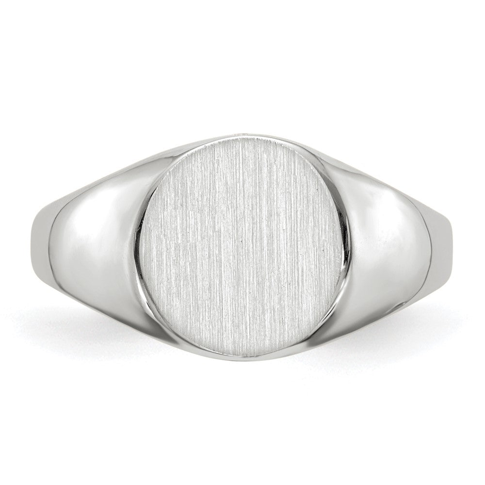 Gold Polished Circle Closed Back Signet Ring — 9x9 mm