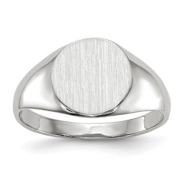 Gold Polished Circle Closed Back Signet Ring — 9x9 mm