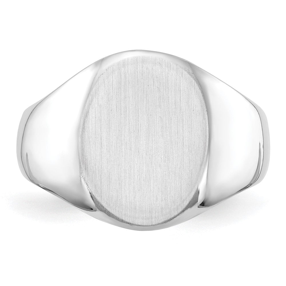 Gold Polished Circle Closed Back Signet Ring — 15x11.5 mm
