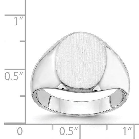 Gold Polished Circle Closed Back Signet Ring — 15x11.5 mm