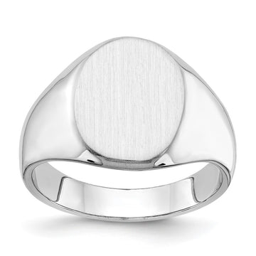 Gold Polished Circle Closed Back Signet Ring — 15x11.5 mm