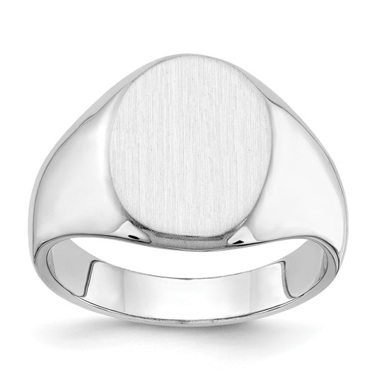 Gold Polished Circle Closed Back Signet Ring — 15x11.5 mm