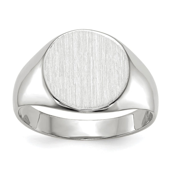 Gold Polished Circle Closed Back Signet Ring — 10.5x10.5 mm