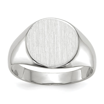Gold Polished Circle Closed Back Signet Ring — 10.5x10.5 mm