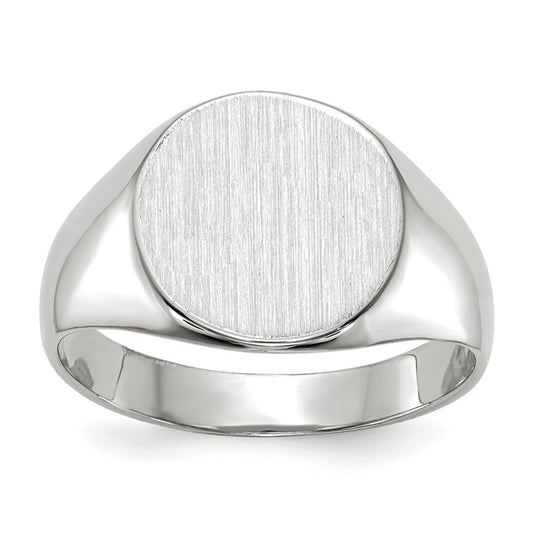 Gold Polished Circle Closed Back Signet Ring — 10.5x10.5 mm