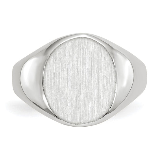 Gold Polished Circle Closed Back Signet Ring — 11.5x10 mm