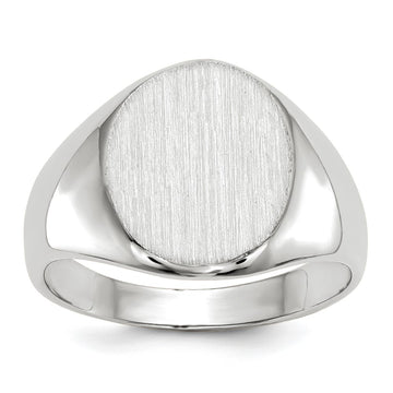 Gold Polished Circle Closed Back Signet Ring — 11.5x10 mm