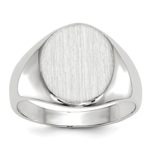 Gold Polished Circle Closed Back Signet Ring — 11.5x10 mm