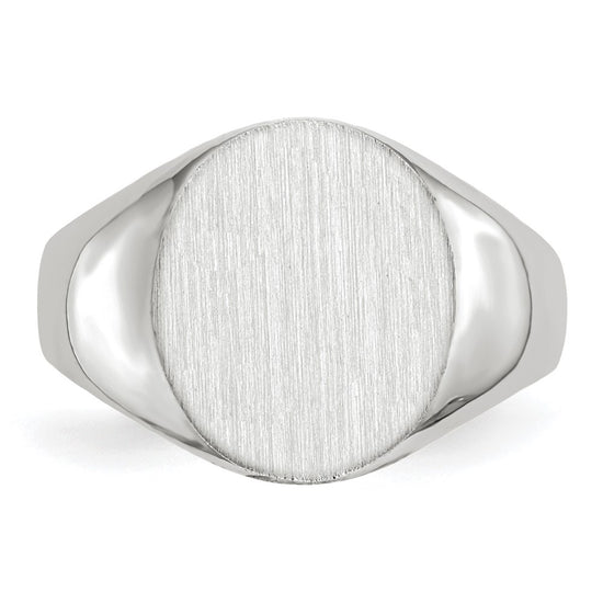 Gold Polished Circle Closed Back Signet Ring — 12.5x12 mm
