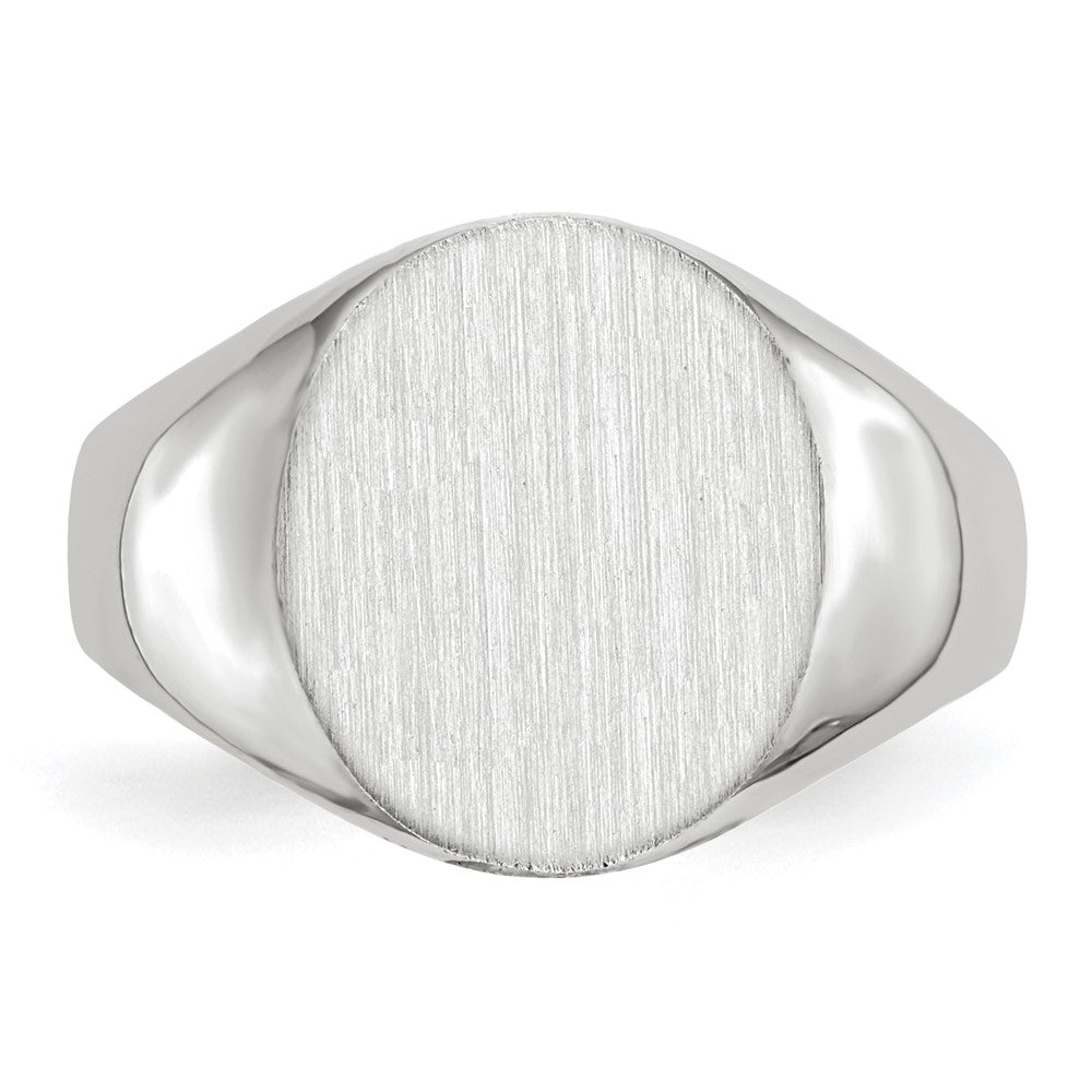 Gold Polished Circle Closed Back Signet Ring — 12.5x12 mm