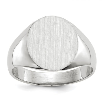 Gold Polished Circle Closed Back Signet Ring — 12.5x12 mm