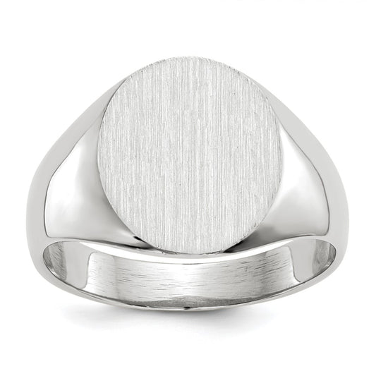 Gold Polished Circle Closed Back Signet Ring — 12.5x12 mm