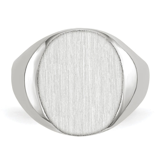 Gold Polished Circle Closed Back Signet Ring — 13.5x12.5 mm