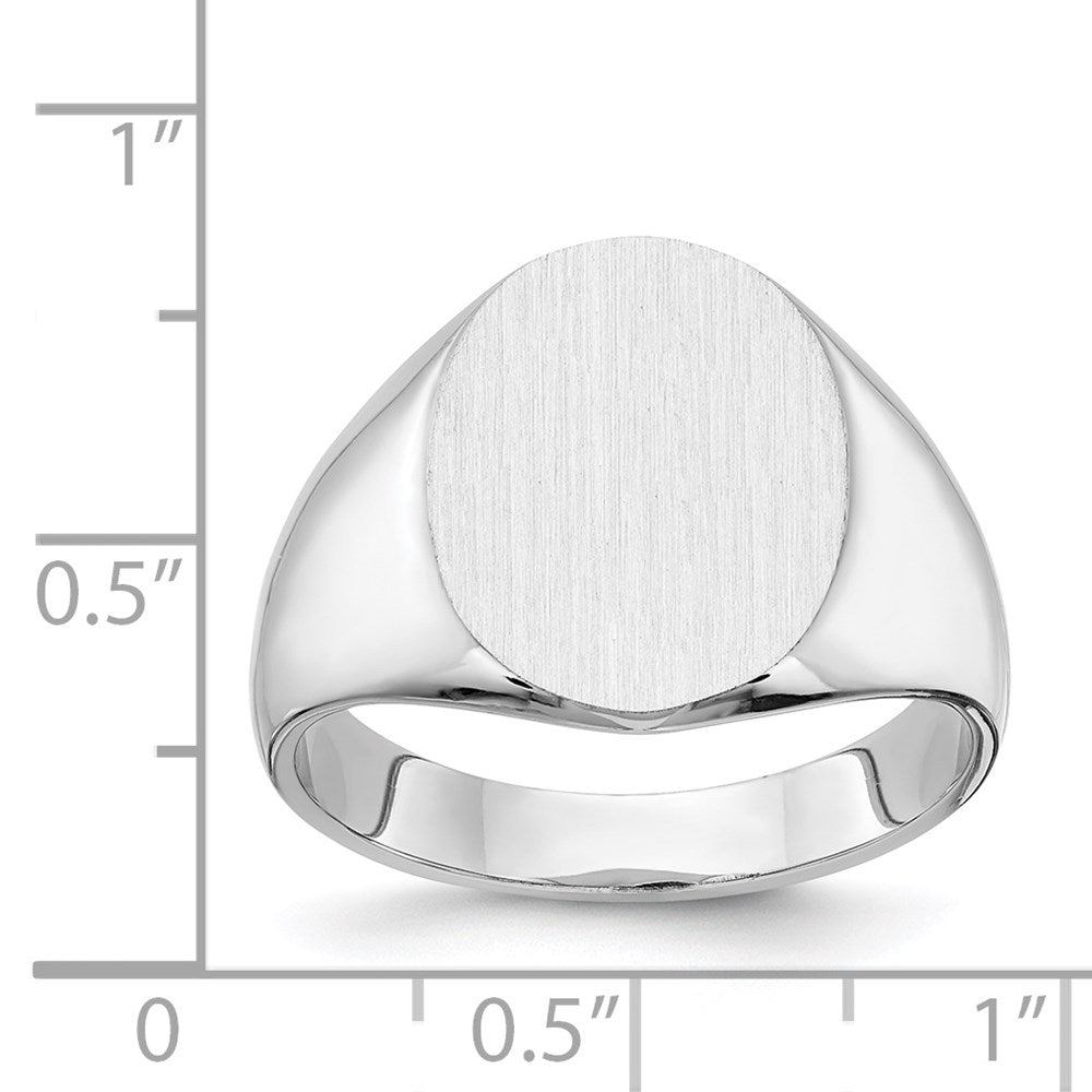 Gold Polished Circle Closed Back Signet Ring — 15x12.5 mm