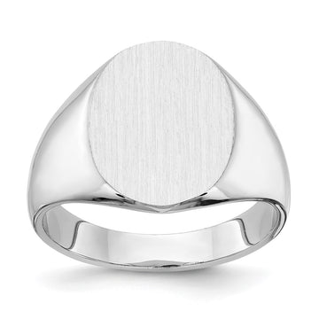 Gold Polished Circle Closed Back Signet Ring — 15x12.5 mm