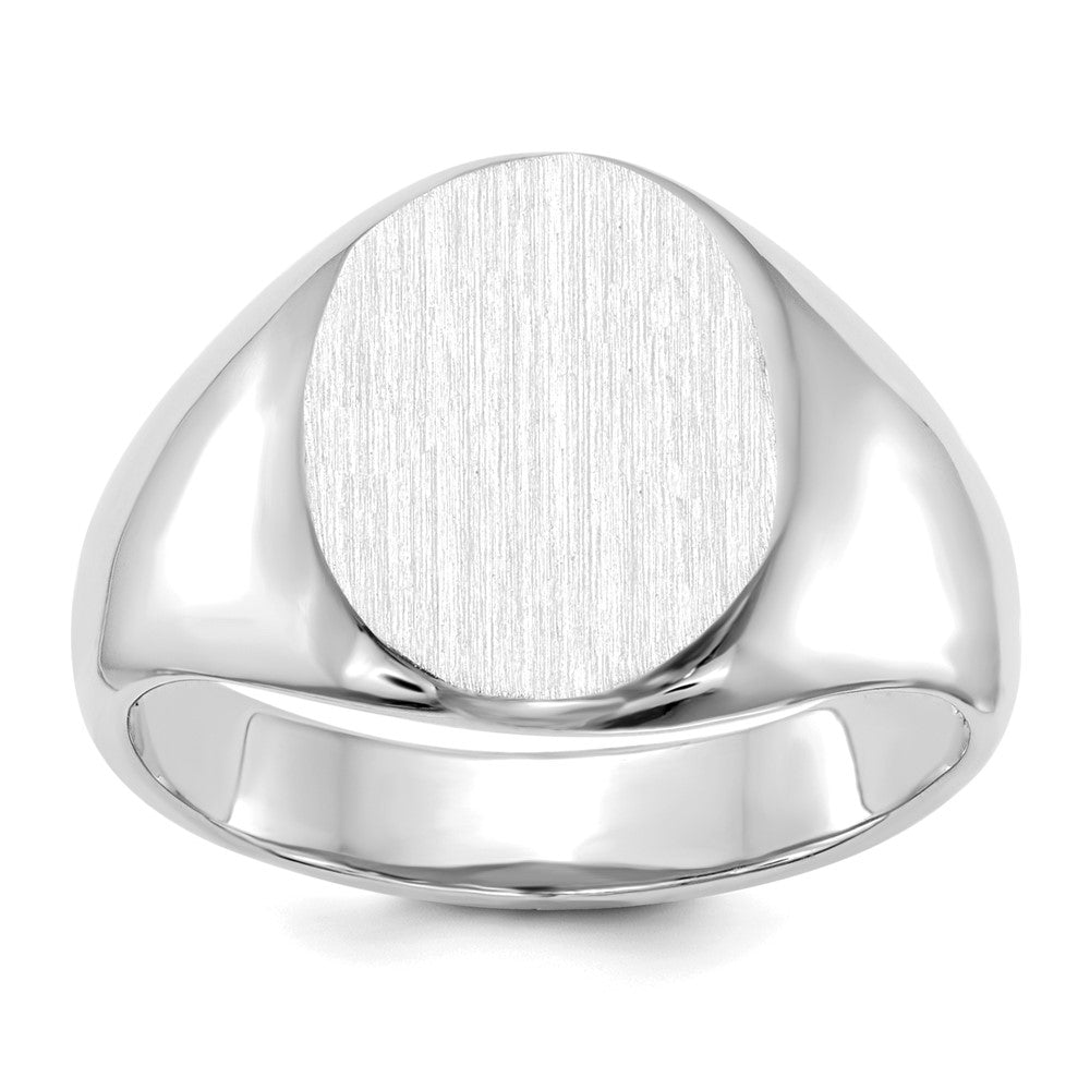 Gold Polished Circle Open Back Signet Ring — 14k White Gold