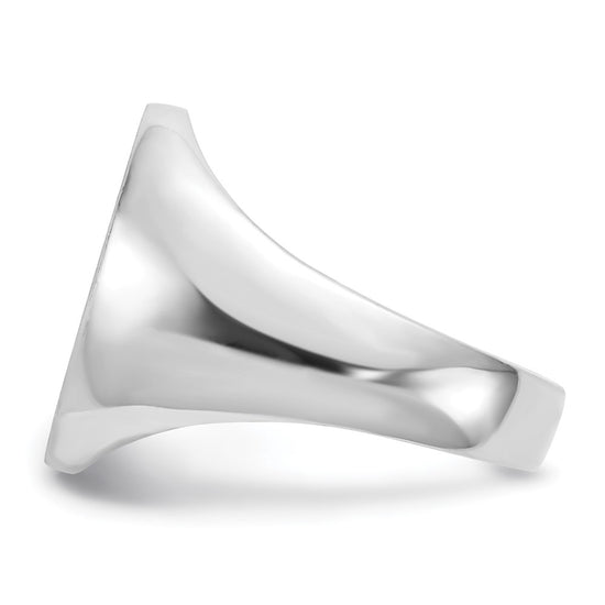 Gold Polished Circle Open Back Signet Ring — 10k White Gold