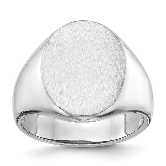 Gold Polished Circle Open Back Signet Ring — 10k White Gold