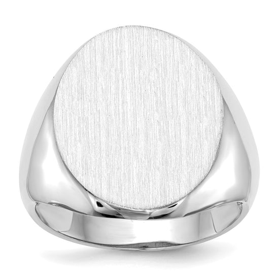 Gold Polished Circle Open Back Signet Ring — 10k White Gold