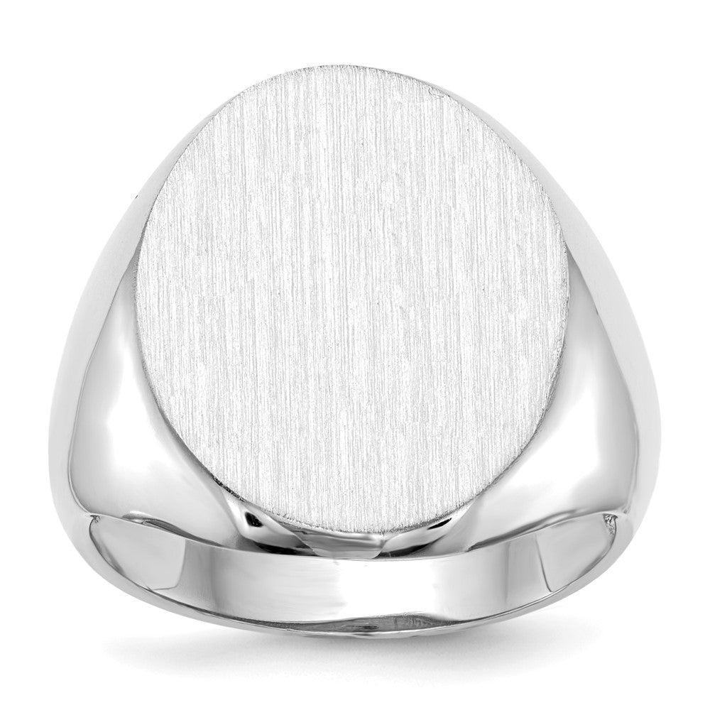 Gold Polished Circle Open Back Signet Ring — 10k White Gold