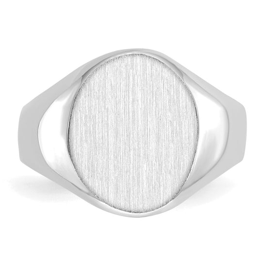 Gold Polished Circle Closed Back Signet Ring — 13x11 mm