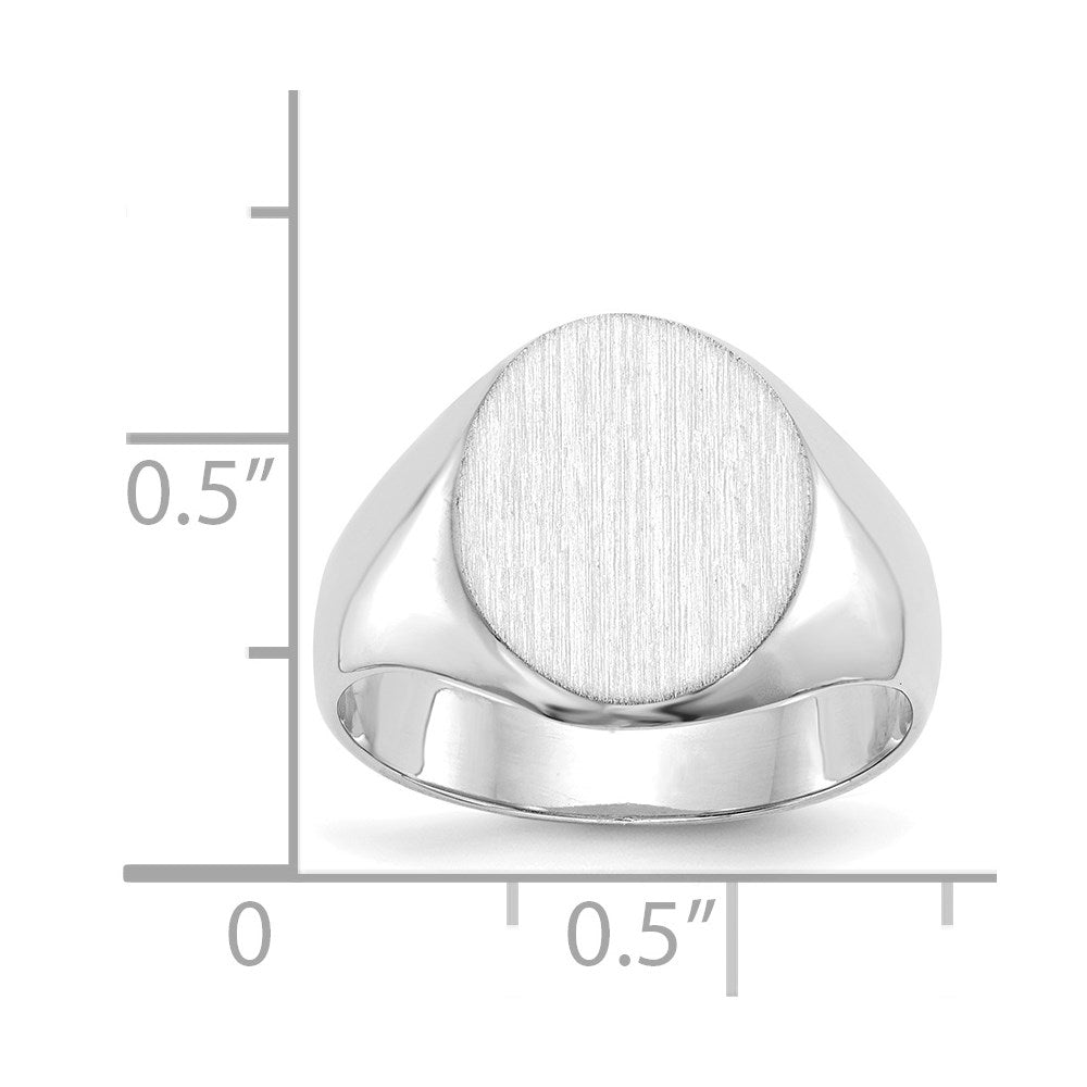 Gold Polished Circle Closed Back Signet Ring — 13x11 mm