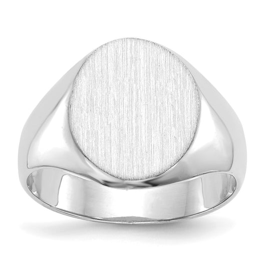 Gold Polished Circle Closed Back Signet Ring — 13x11 mm