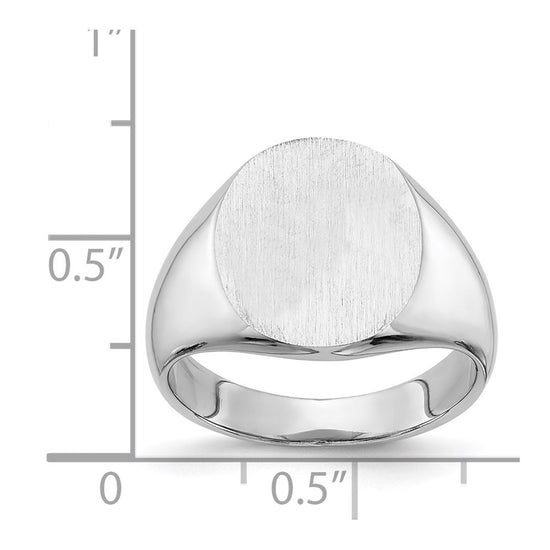 Gold Polished Circle Closed Back Signet Ring — 14x13.5 mm