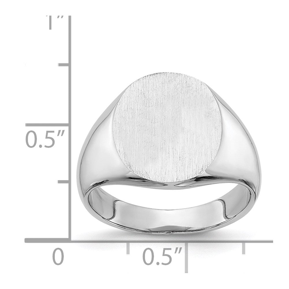 Gold Polished Circle Closed Back Signet Ring — 14x13.5 mm
