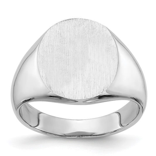 Gold Polished Circle Closed Back Signet Ring — 14x13.5 mm