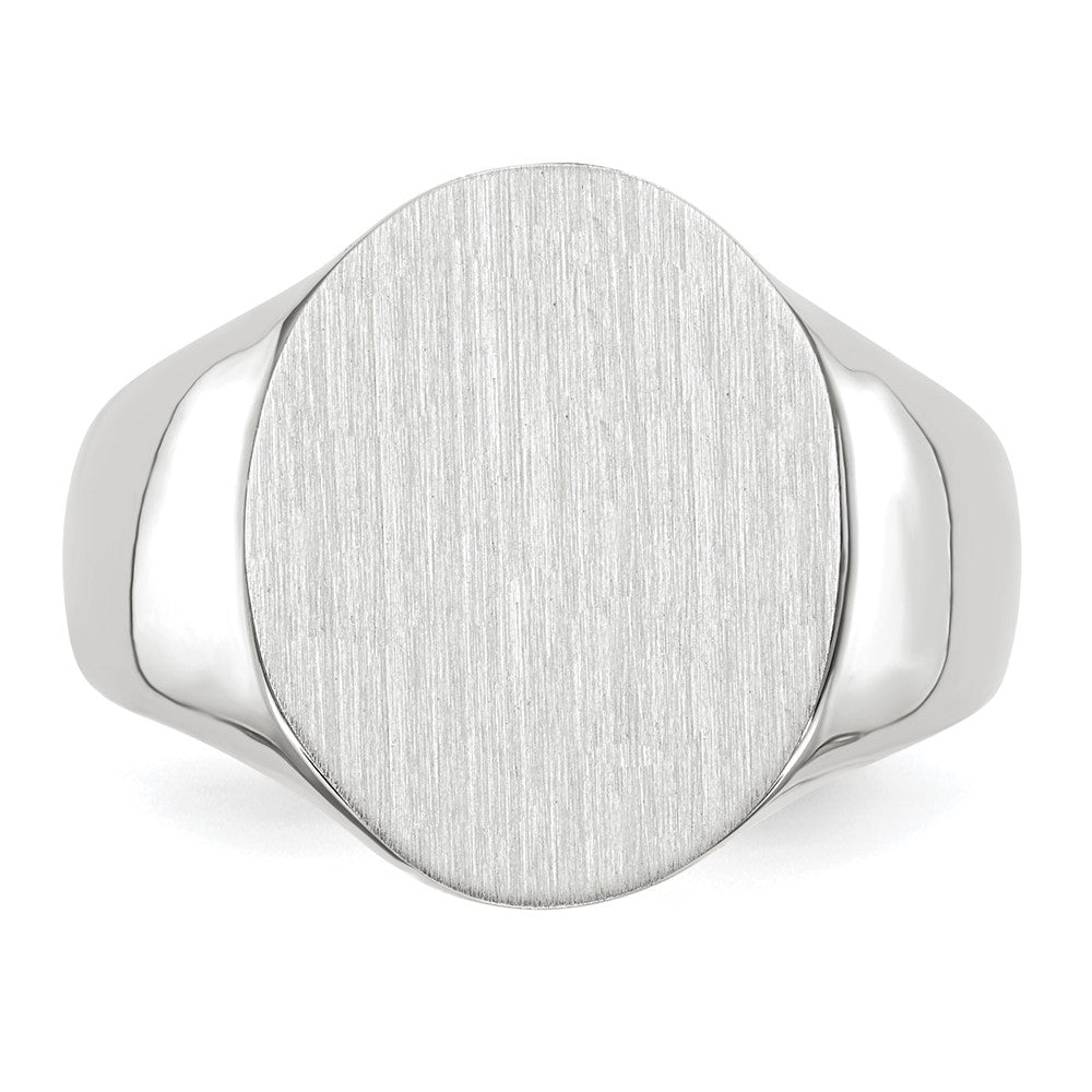 Gold Polished Circle Closed Back Signet Ring — 18.5x15 mm