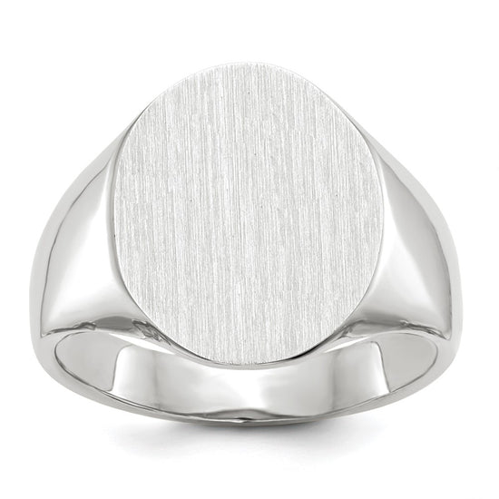Gold Polished Circle Closed Back Signet Ring — 18.5x15 mm